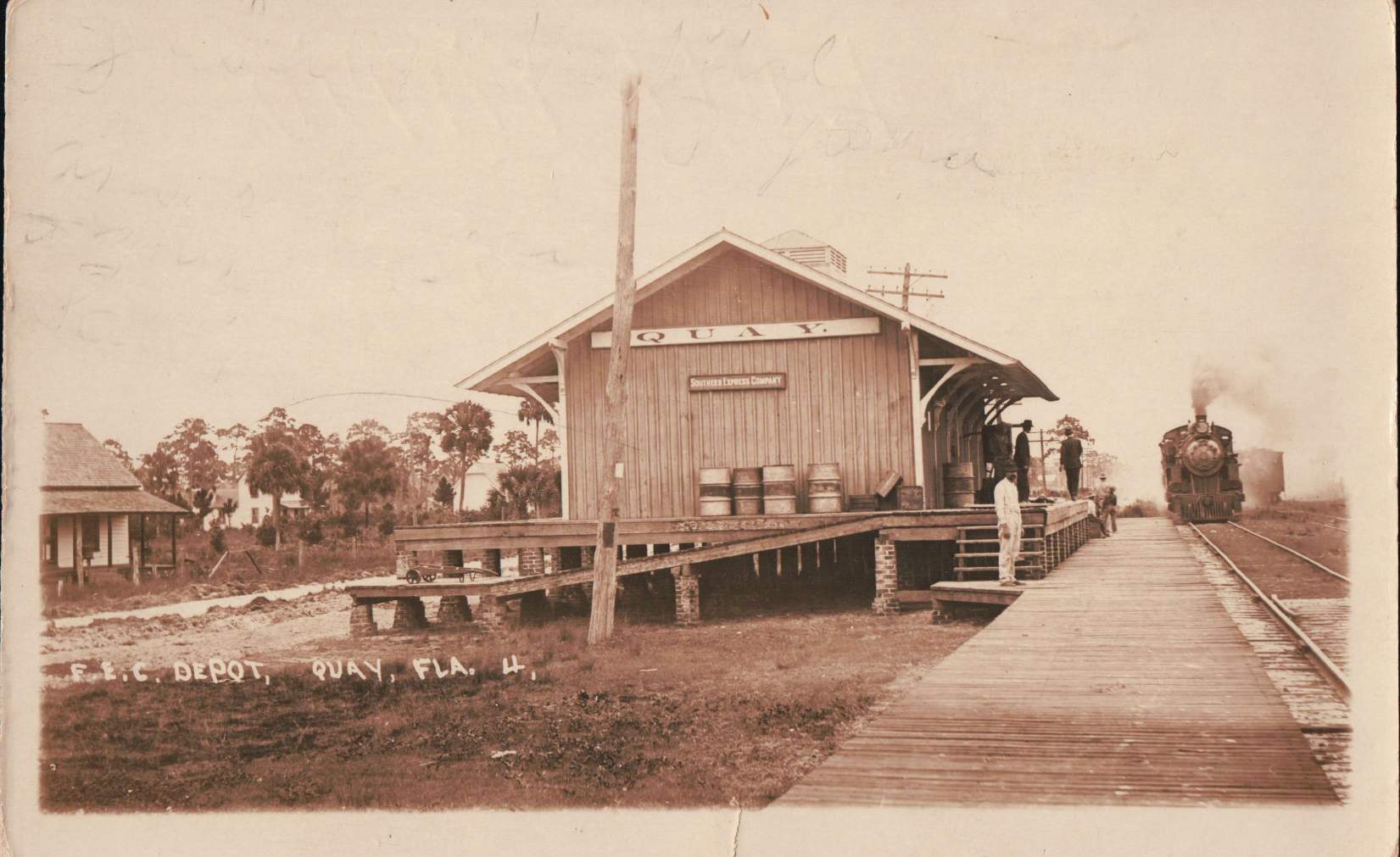 Old photo of a train station